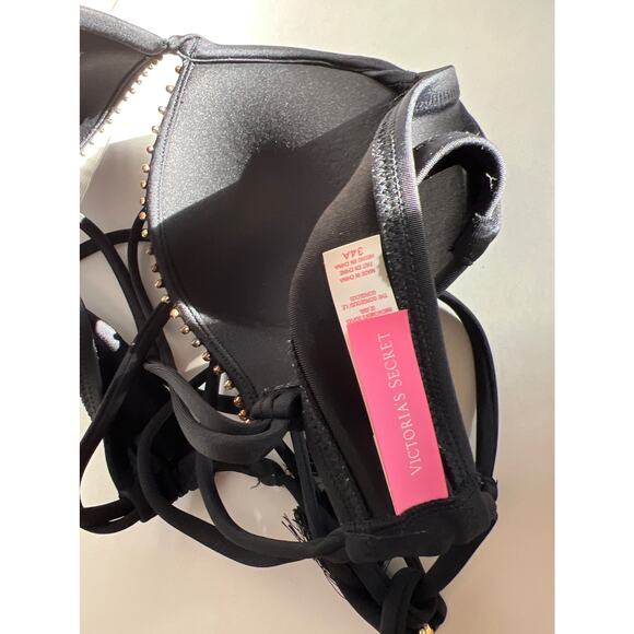 Victoria's Secret Push Up Bikini Top With Tassel Edge And Embroidery Size 34A - Picture 3 of 3